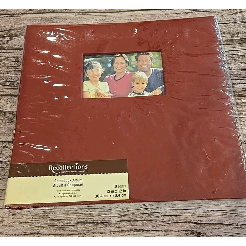 Red Faux Leather Recollections 12" x 12" Top Loading Scrapbook New-Sealed (184)